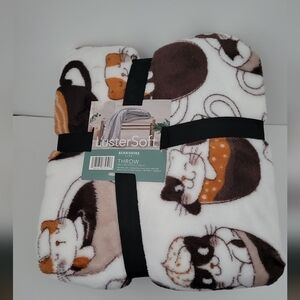 Berkshire Cat Print Throw Blanket - Brown and White